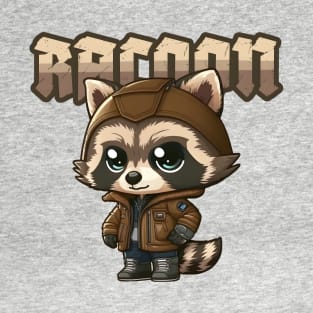 Cool Raccoon in a Hooded Jumper T-Shirt